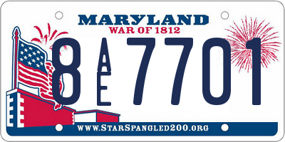MD license plate 8AE7701