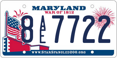 MD license plate 8AE7722