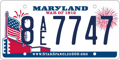 MD license plate 8AE7747