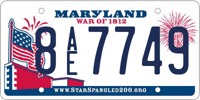 MD license plate 8AE7749