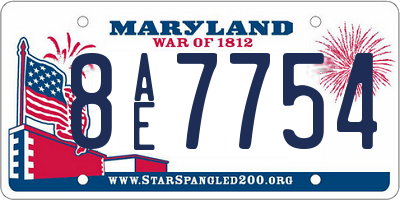 MD license plate 8AE7754