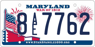MD license plate 8AE7762