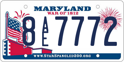 MD license plate 8AE7772