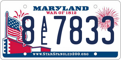 MD license plate 8AE7833