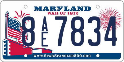 MD license plate 8AE7834