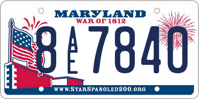 MD license plate 8AE7840