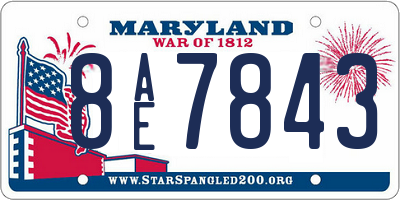 MD license plate 8AE7843
