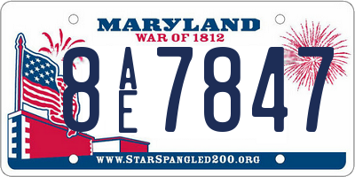 MD license plate 8AE7847
