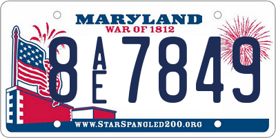 MD license plate 8AE7849