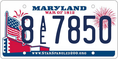 MD license plate 8AE7850