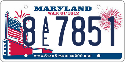 MD license plate 8AE7851
