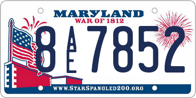 MD license plate 8AE7852