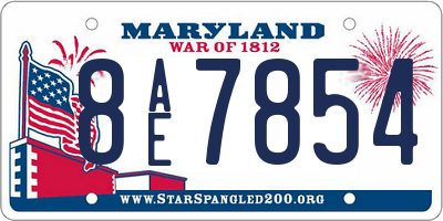 MD license plate 8AE7854