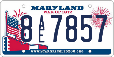 MD license plate 8AE7857