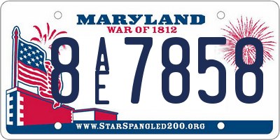 MD license plate 8AE7858