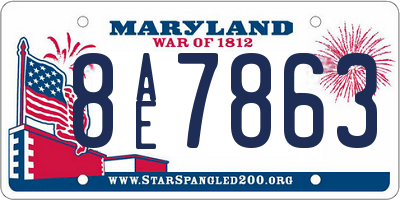 MD license plate 8AE7863