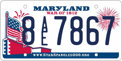 MD license plate 8AE7867