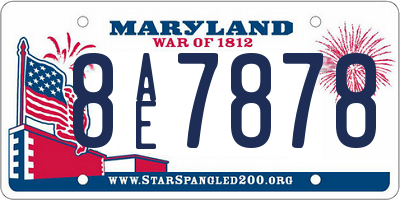 MD license plate 8AE7878