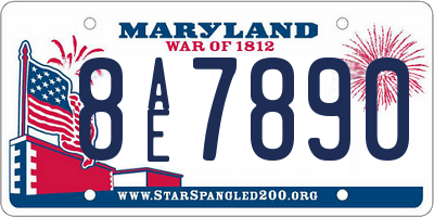 MD license plate 8AE7890