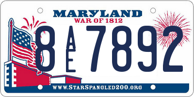MD license plate 8AE7892