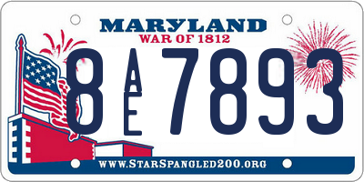 MD license plate 8AE7893