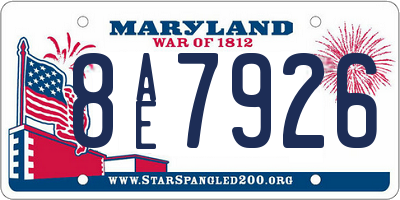 MD license plate 8AE7926