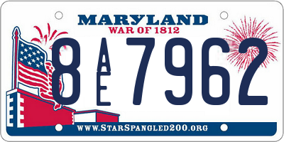 MD license plate 8AE7962
