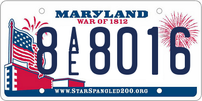 MD license plate 8AE8016