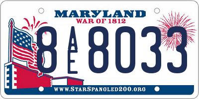 MD license plate 8AE8033