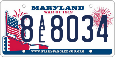 MD license plate 8AE8034
