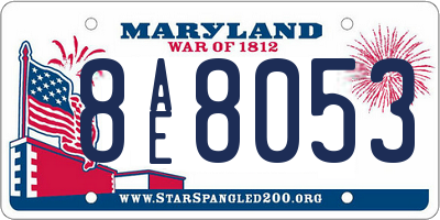 MD license plate 8AE8053