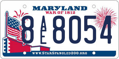 MD license plate 8AE8054