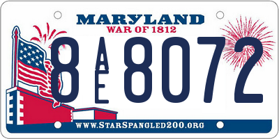 MD license plate 8AE8072