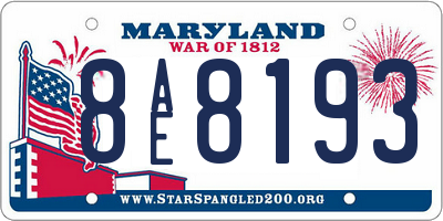 MD license plate 8AE8193