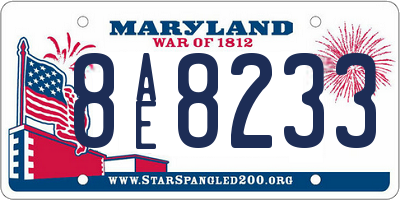 MD license plate 8AE8233