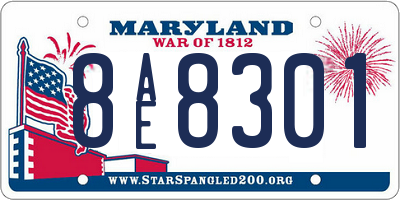 MD license plate 8AE8301