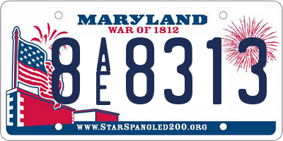 MD license plate 8AE8313