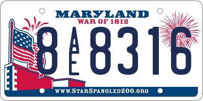 MD license plate 8AE8316