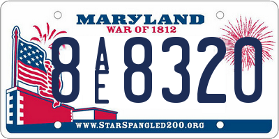 MD license plate 8AE8320