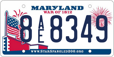 MD license plate 8AE8349