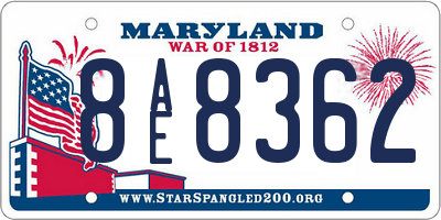 MD license plate 8AE8362
