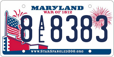 MD license plate 8AE8383