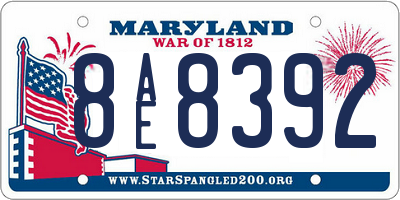 MD license plate 8AE8392