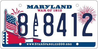 MD license plate 8AE8412