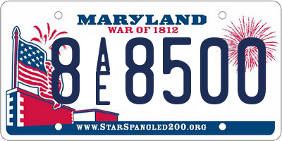 MD license plate 8AE8500