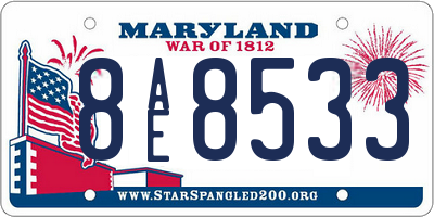 MD license plate 8AE8533
