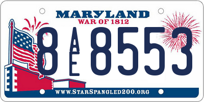 MD license plate 8AE8553