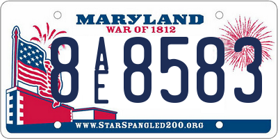 MD license plate 8AE8583
