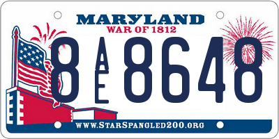 MD license plate 8AE8648