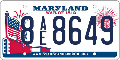 MD license plate 8AE8649